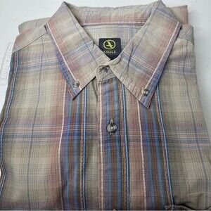 Aigle Muted Plaid Button Down Long Sleeve 3D Cotton Size L